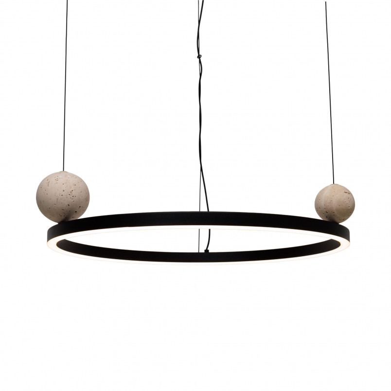 Lampa wisząca Solaris LED - czarna, metalowa, ring 50cm | MaxLight