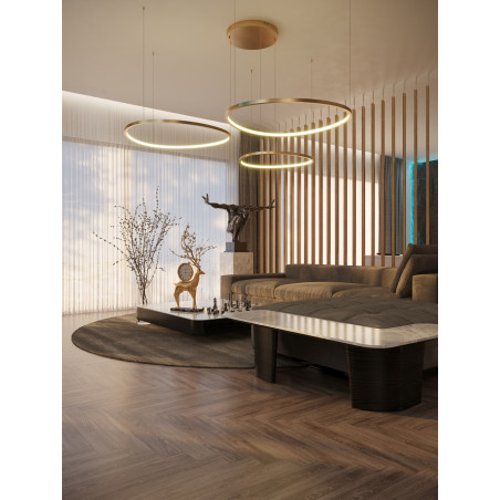 Lampa wisząca Cayenne LED – 3 ringi, miedź/różowe złoto | MaxLight