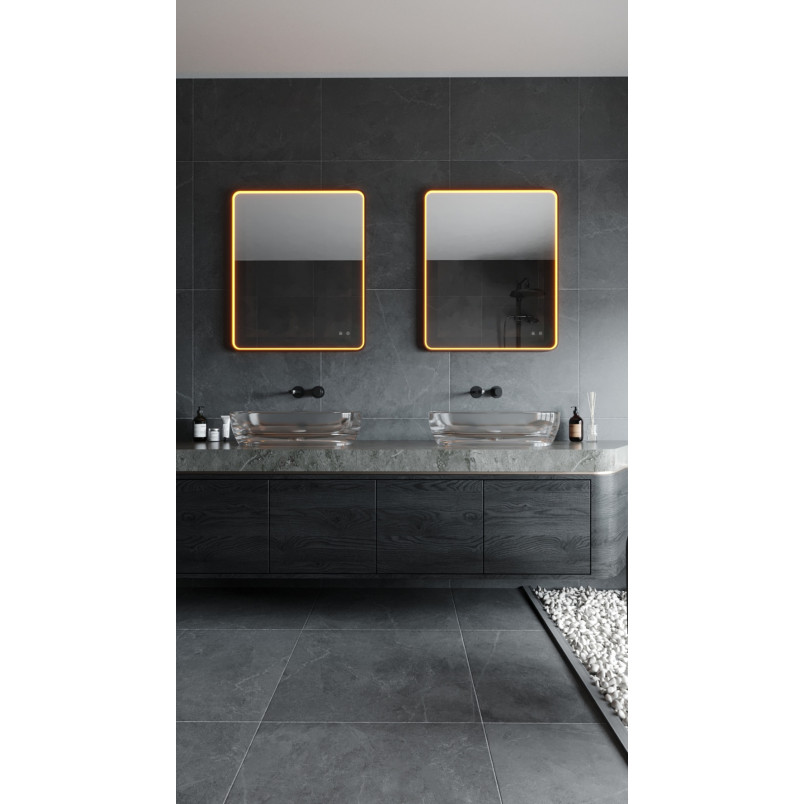 Lustro LED miedziane 76x91cm MaxLight - Oświetlenie łazni
