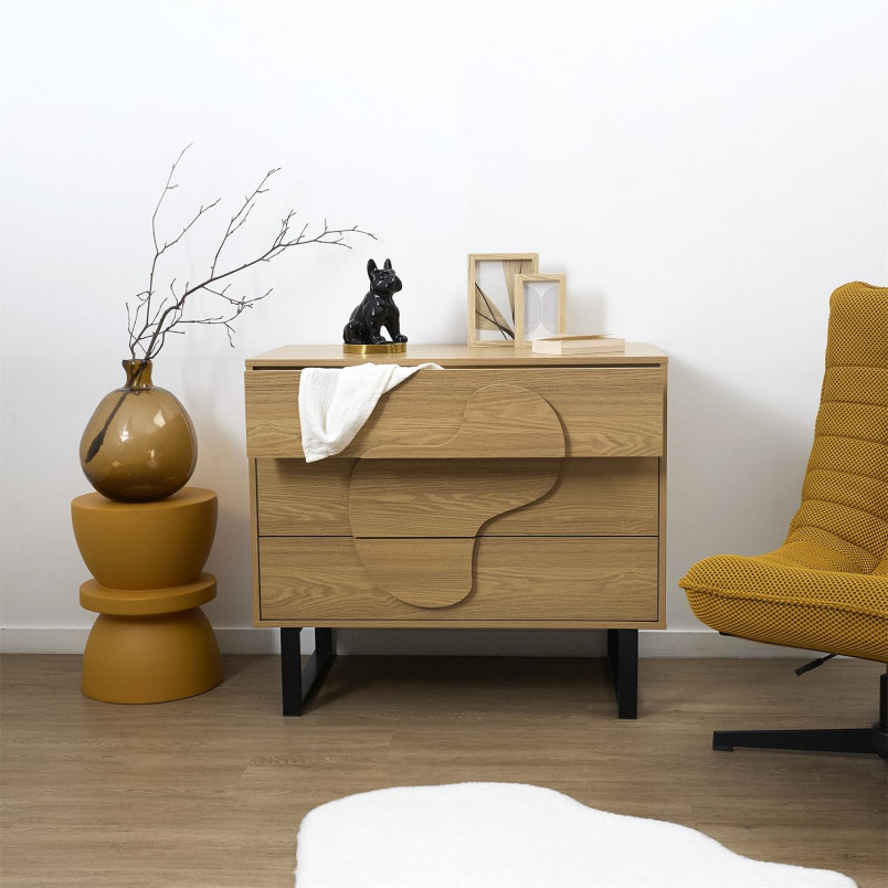 Komoda Calypso 120x35 dąb/czarny Intesi - Funkcjonalność i Styl