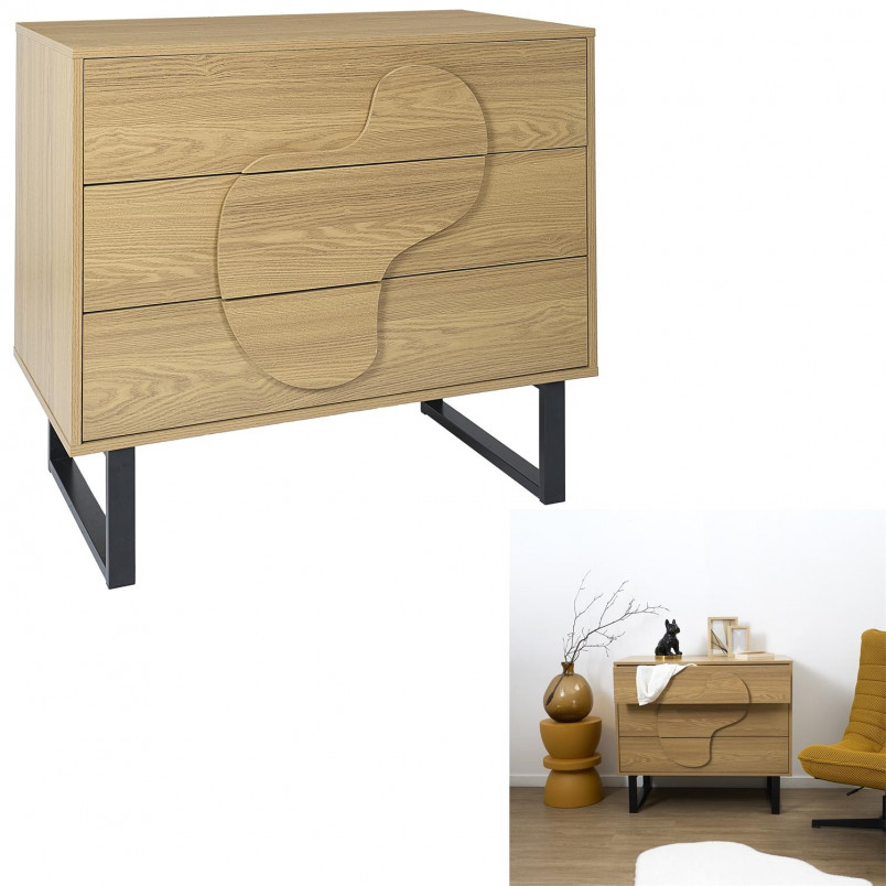 Komoda Calypso 120x35 dąb/czarny Intesi - Funkcjonalność i Styl
