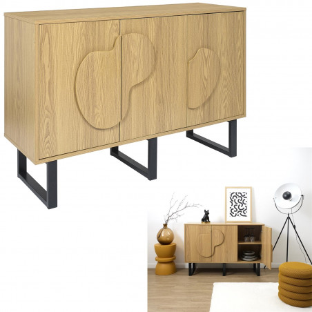 Komoda Calypso 120x35 dąb/czarny Intesi | Elegancki Design