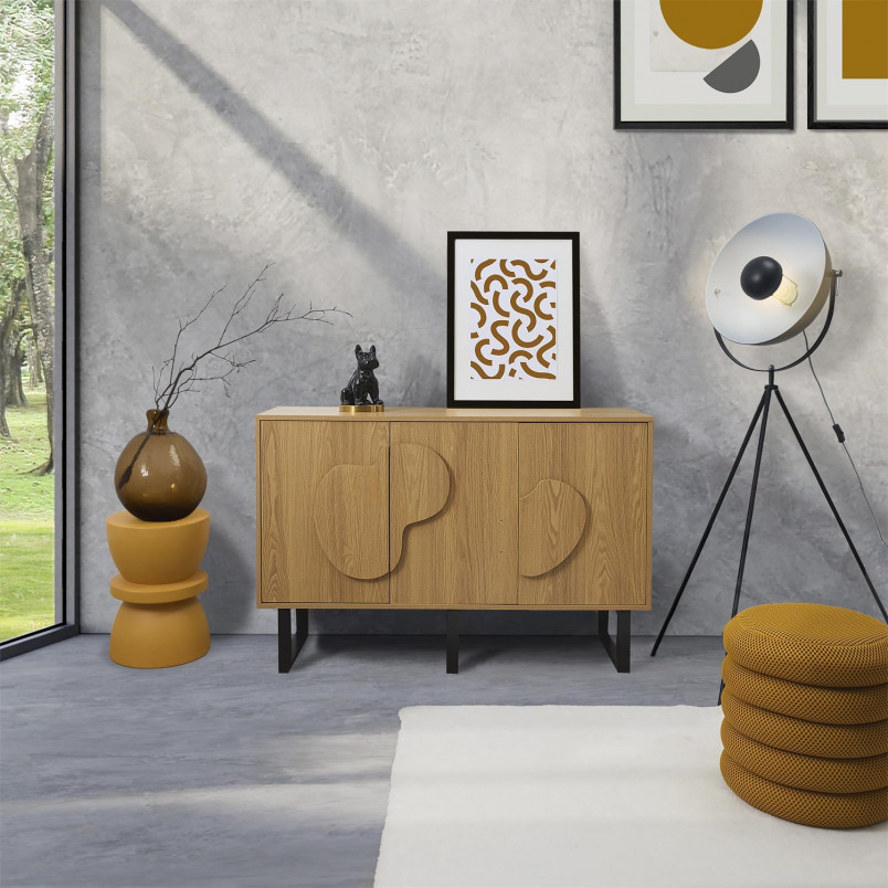 Komoda Calypso 120x35 dąb/czarny Intesi | Elegancki Design