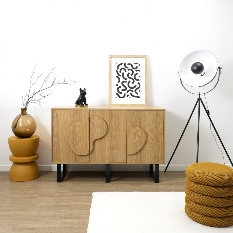Komoda Calypso 120x35 dąb/czarny Intesi | Elegancki Design