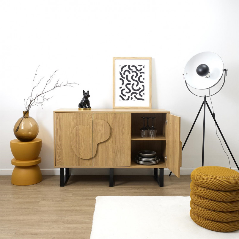 Komoda Calypso 120x35 dąb/czarny Intesi | Elegancki Design