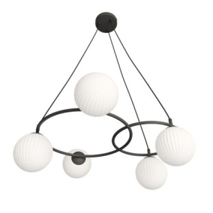 Żyrandol szklane kule Libra V 70cm opal / czarny Emibig