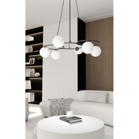 Żyrandol Libra VI Emibig | Szklane Kule, Biały/Czarny | Sklep Lamp