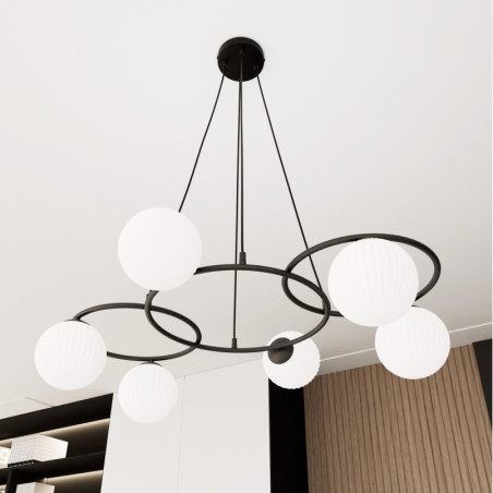 Żyrandol Libra VI Emibig | Szklane Kule, Biały/Czarny | Sklep Lamp