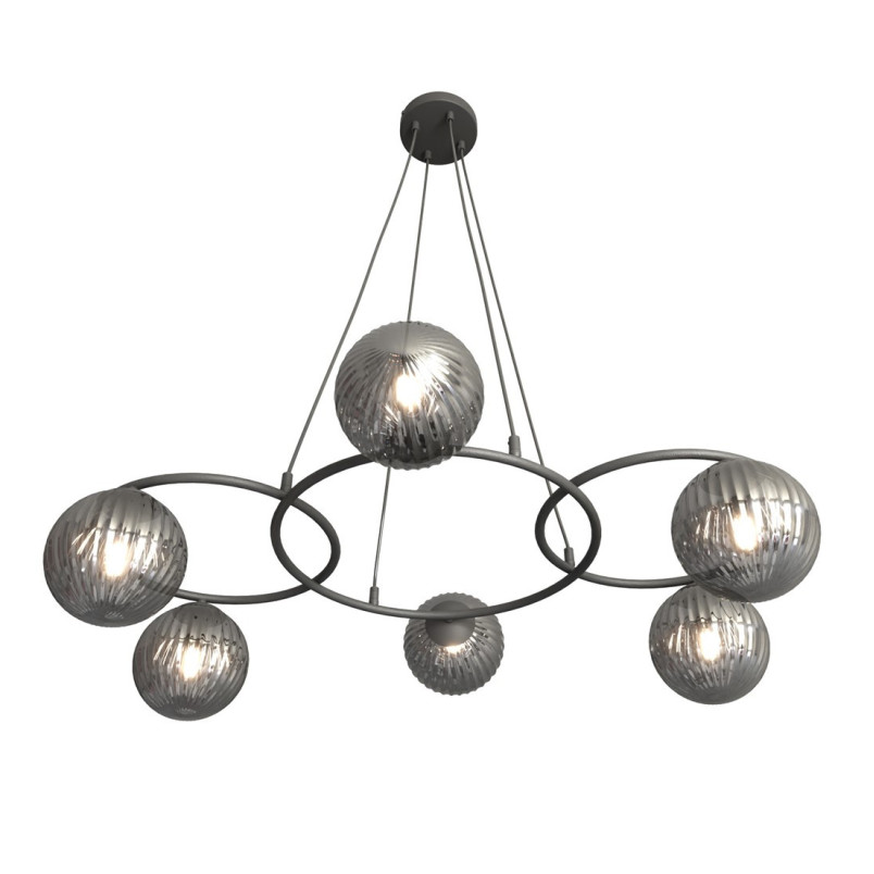 Żyrandol Libra VI Emibig | Szklane Kule, Grafit, 88cm