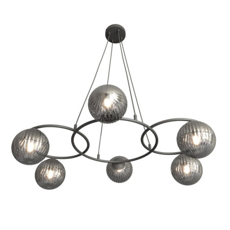 Żyrandol Libra VI Emibig | Szklane Kule, Grafit, 88cm
