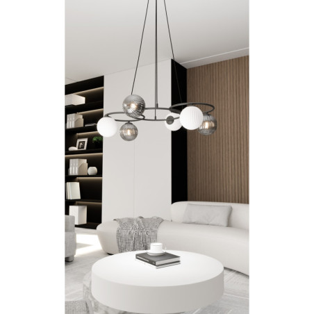 Żyrandol Libra VI Emibig - Szklane Kule, Grafit, Lustro | Sklep Lamp