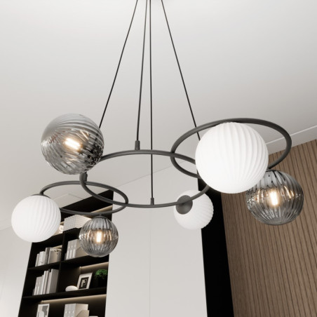 Żyrandol Libra VI Emibig - Szklane Kule, Grafit, Lustro | Sklep Lamp