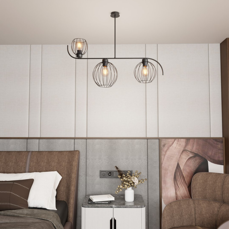 Lampa sufitowa Echo 3 kule Emibig | Loftowa czarna lampa