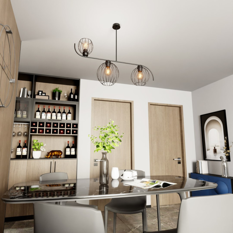 Lampa sufitowa Echo 3 kule Emibig | Loftowa czarna lampa