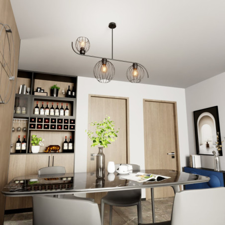 Lampa sufitowa Echo 3 kule Emibig | Loftowa czarna lampa