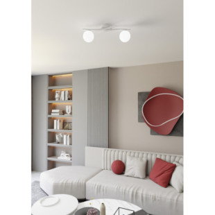 Plafon szklany 2 kule Opus opal / biały Emibig