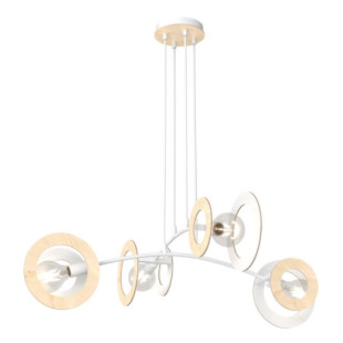 Lampa wisząca Skiva IV | Biała i drewniana | Emibig
