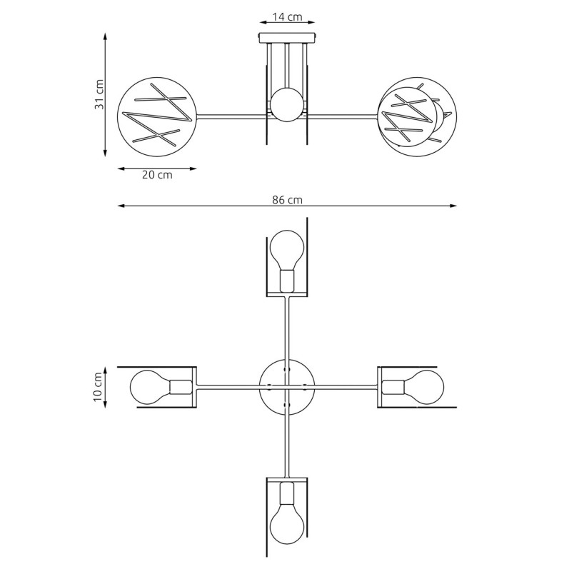 Lampa sufitowa Frick IV czarna Emibig | Nowoczesny design