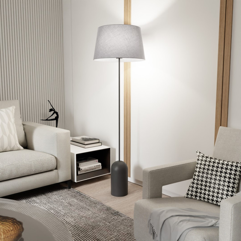 Lampa podłogowa Pearl Emibig | Szaro-czarna, 150cm - Kup Teraz!