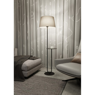 Lampa podłogowa z abażurem i stolikiem Hotel beż / czarny Emibig