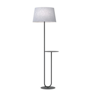 Lampa podłogowa z abażurem i stolikiem Hotel szary / czarny Emibig