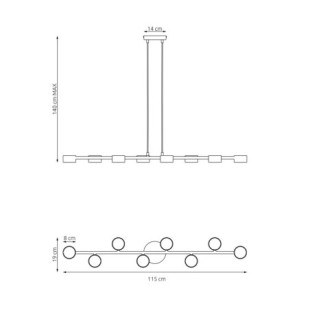 Lampa wisząca czarna Megara VI 115cm - Emibig | Salon, Jadalnia