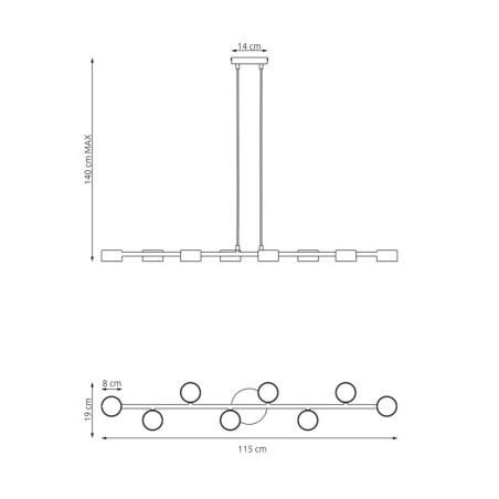 Lampa wisząca czarna Megara VI 115cm - Emibig | Salon, Jadalnia