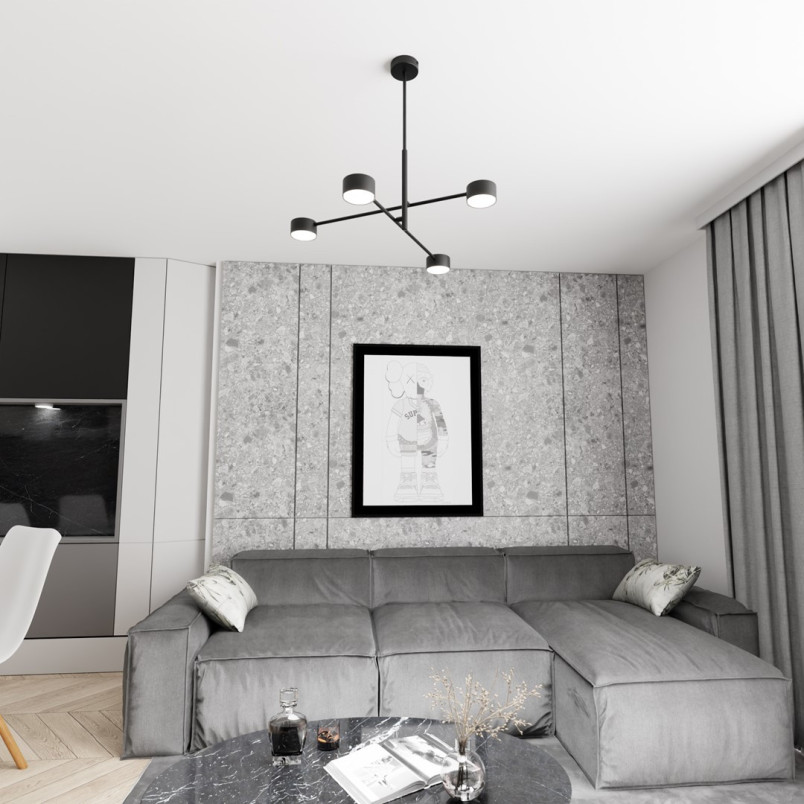 Lampa sufitowa Natsu IV Emibig | 4 punkty, czarna | Sklep z lampami