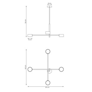 Lampa sufitowa Natsu IV Emibig | 4 punkty, czarna | Sklep z lampami