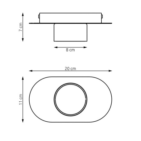 Plafon owalny Stilo 20cm czarny Emibig | Nowoczesne oświetlenie