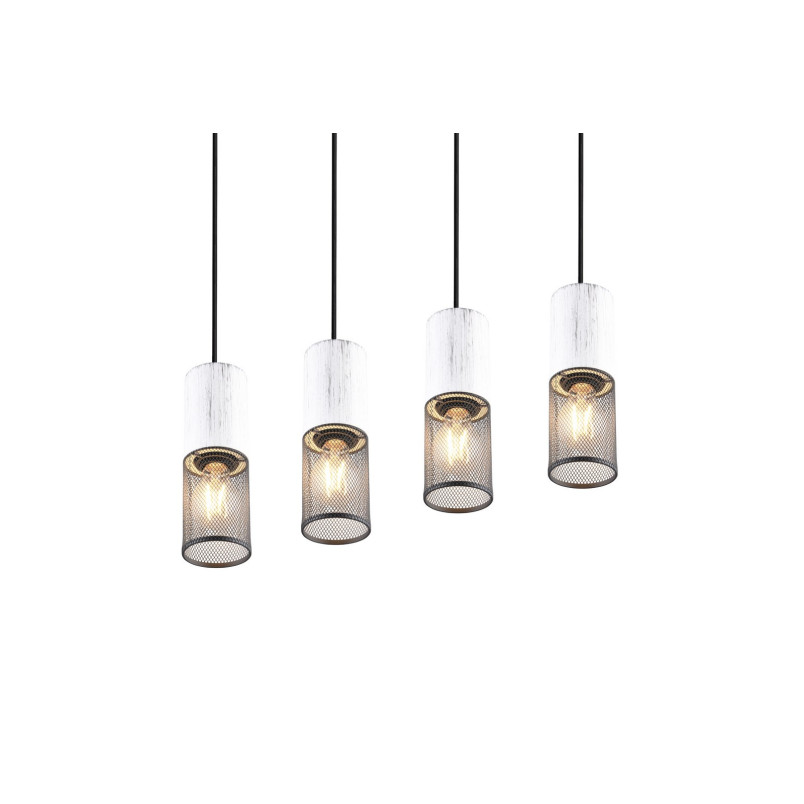 Lampa Wisząca Loft Tosh IV | Trio - Czarno-Biała, 65cm