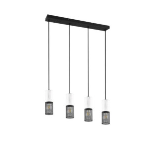 Lampa Wisząca Loft Tosh IV | Trio - Czarno-Biała, 65cm