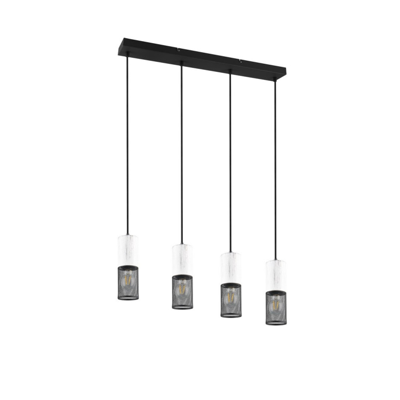 Lampa Wisząca Loft Tosh IV | Trio - Czarno-Biała, 65cm