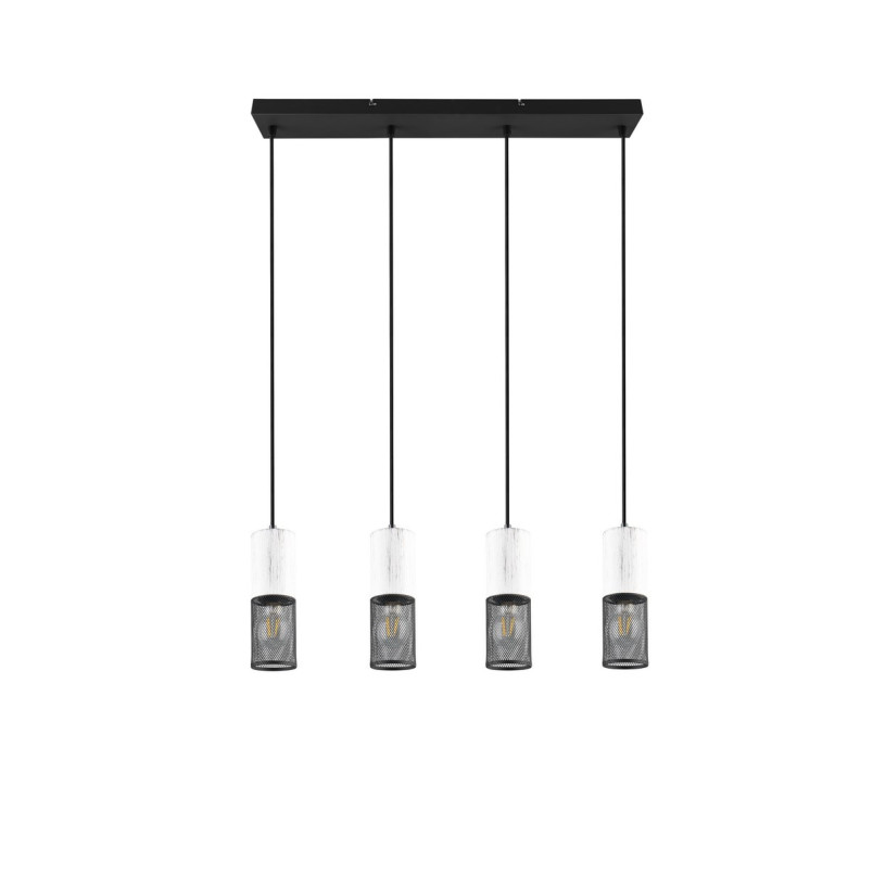 Lampa Wisząca Loft Tosh IV | Trio - Czarno-Biała, 65cm
