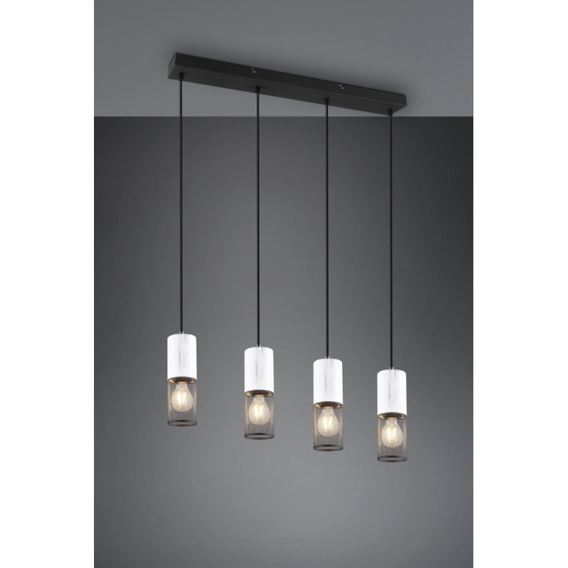 Lampa Wisząca Loft Tosh IV | Trio - Czarno-Biała, 65cm