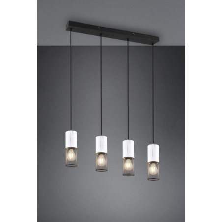 Lampa Wisząca Loft Tosh IV | Trio - Czarno-Biała, 65cm