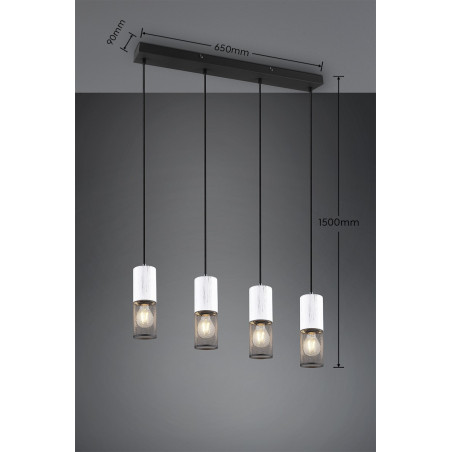 Lampa Wisząca Loft Tosh IV | Trio - Czarno-Biała, 65cm