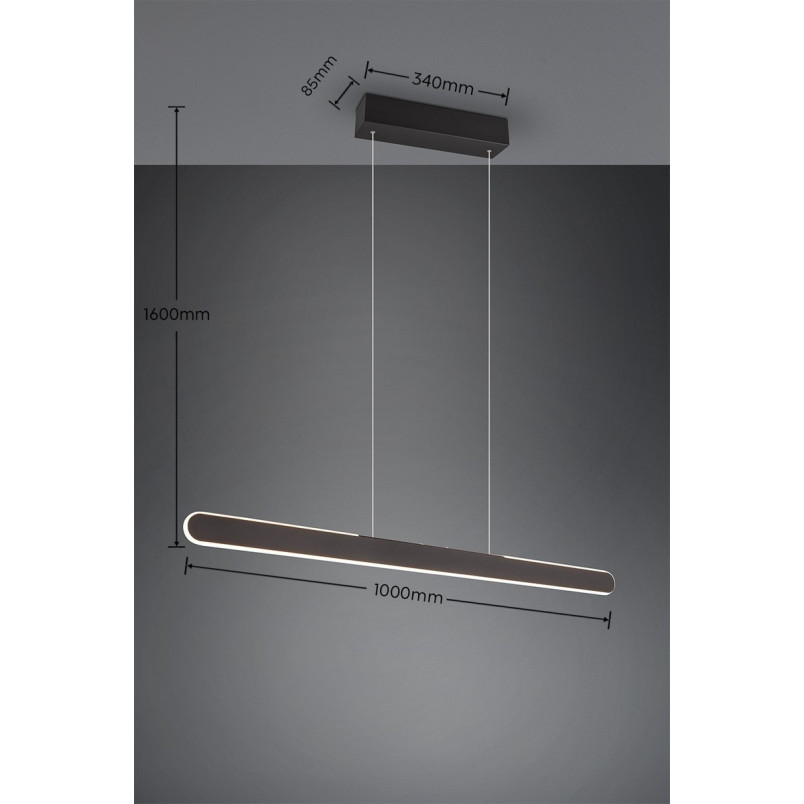 Lampa wisząca Helios LED 100cm czarny Trio - Nowoczesne Oświetlenie