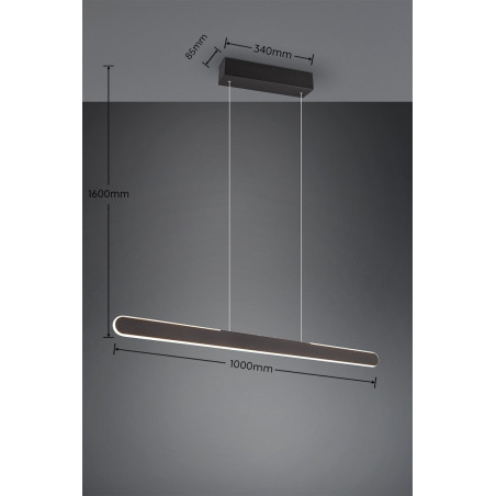 Lampa wisząca Helios LED 100cm czarny Trio - Nowoczesne Oświetlenie