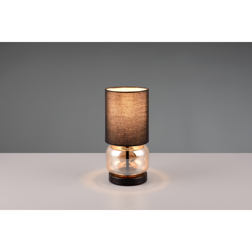 Lampa stołowa Trio Elio: Szklana podstawa, czarny/bursztynowy | Kup online