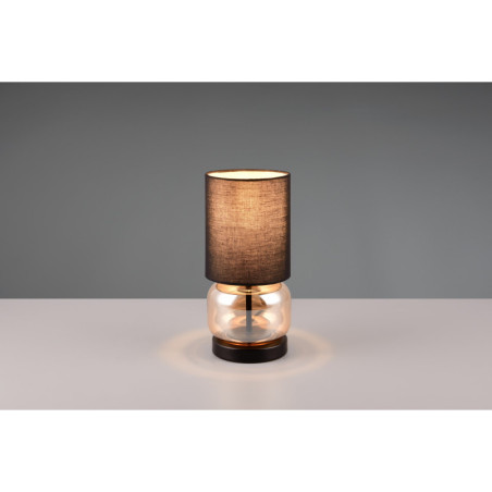 Lampa stołowa Trio Elio: Szklana podstawa, czarny/bursztynowy | Kup online
