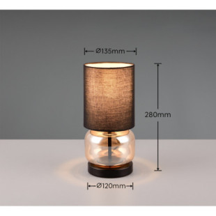 Lampa stołowa Trio Elio: Szklana podstawa, czarny/bursztynowy | Kup online
