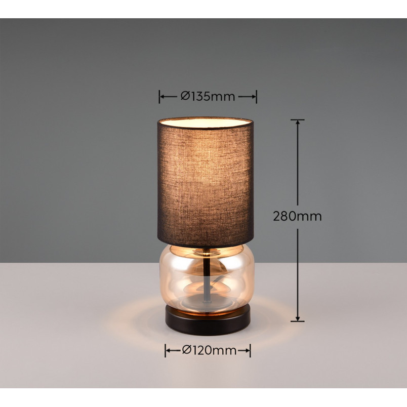 Lampa stołowa Trio Elio: Szklana podstawa, czarny/bursztynowy | Kup online
