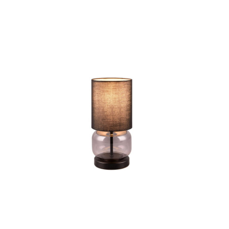 Lampa stołowa Trio Elio: Szklana podstawa, abażur czarno-szary | Kup teraz