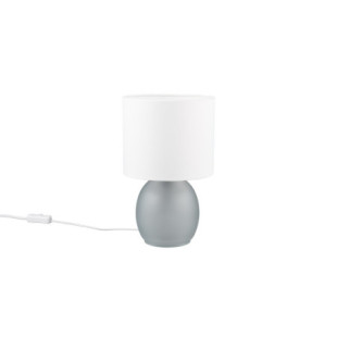 Lampa szklana na stolik nocny z abażurem Vela biały / szary Trio