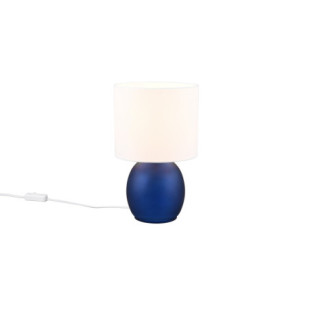 Lampa szklana na stolik nocny z abażurem Vela biały / niebieski Trio