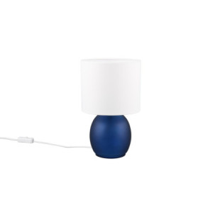 Lampa szklana na stolik nocny z abażurem Vela biały / niebieski Trio