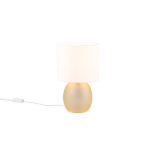 Lampa szklana na stolik nocny z abażurem Vela biały / bursztynowy Trio