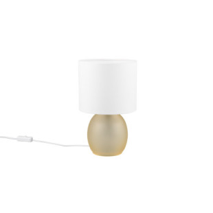 Lampa szklana na stolik nocny z abażurem Vela biały / bursztynowy Trio