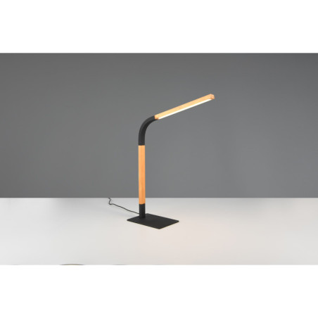 Lampa biurkowa Norris Trio LED - drewno/czarny | Ściemniacz